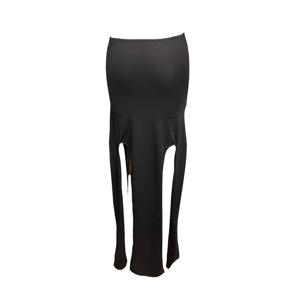 Dolls Kill Black Rhinestone Cross High Slit Maxi Skirt Gothic Grunge Small - Picture 2 of 9